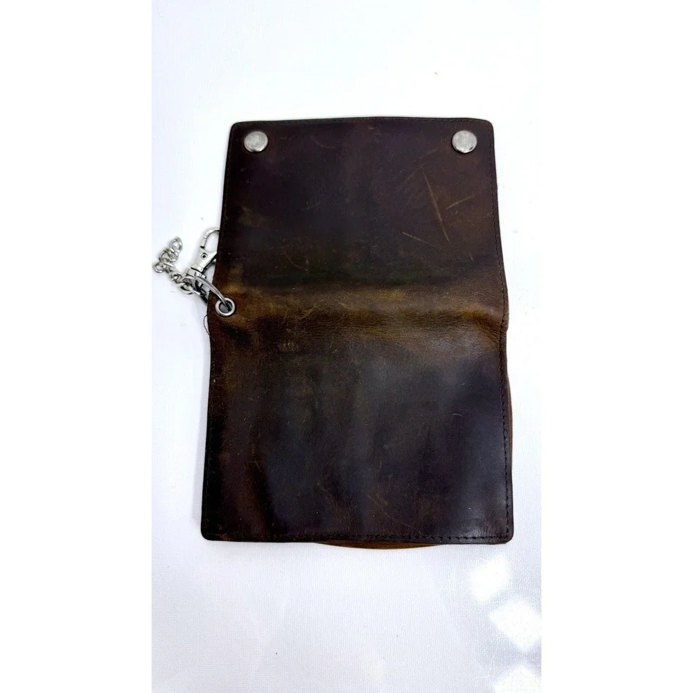 Duluth Trading Co Men Brown Leather Snap Wallet Key Chain Key Ring Clip Patina